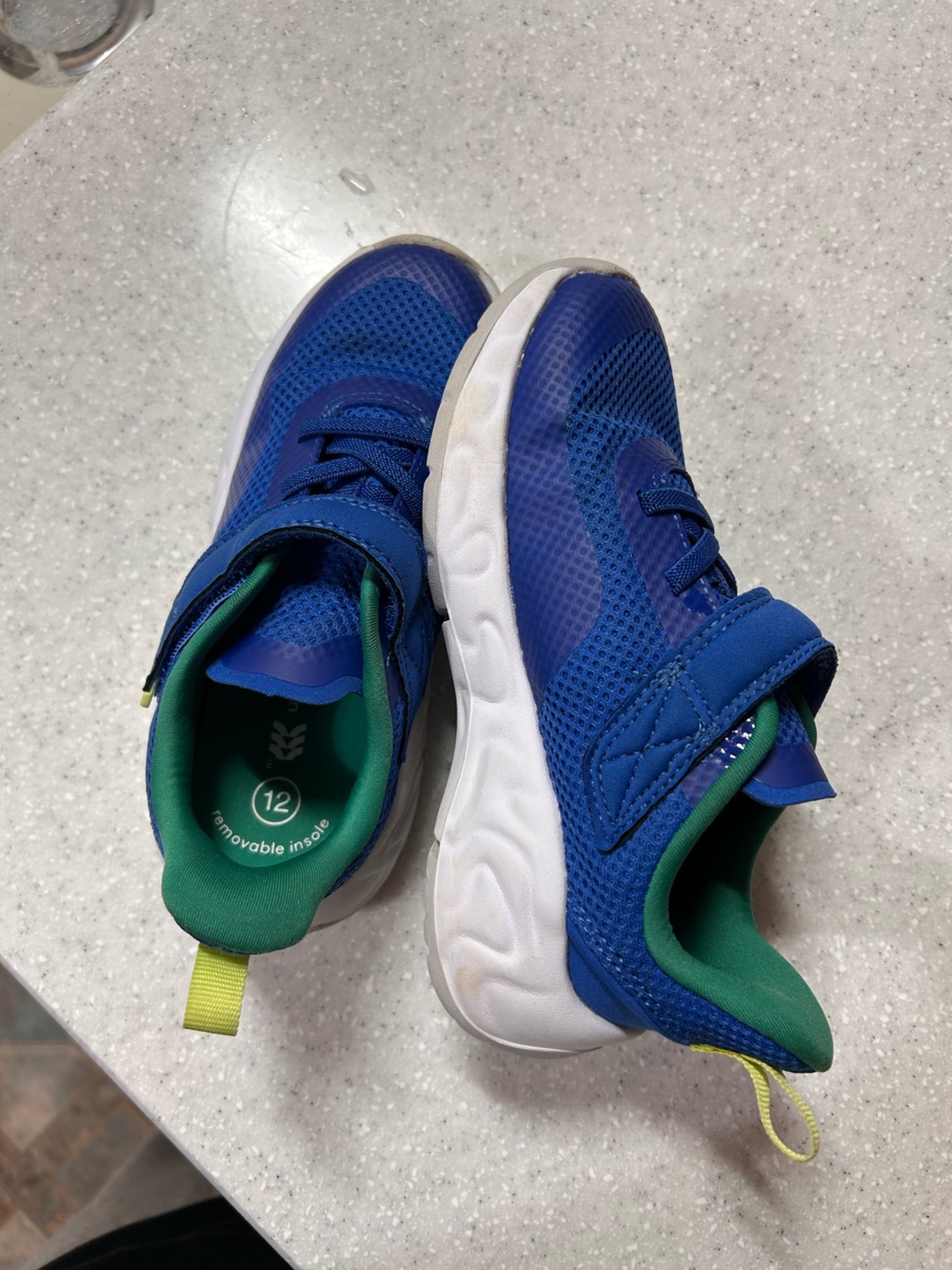Kids Blue Athletic Sneakers with Green Lining